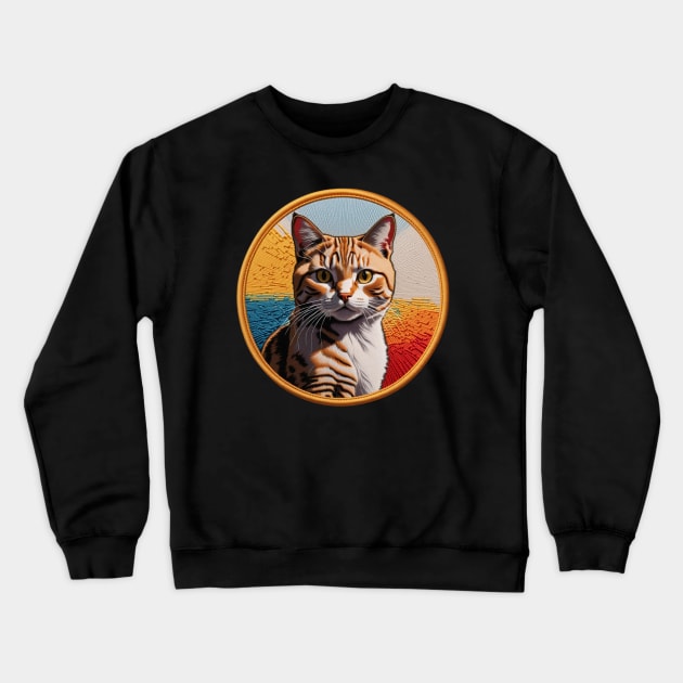 Australian Mist Cat Embroidered Patch Crewneck Sweatshirt by Xie